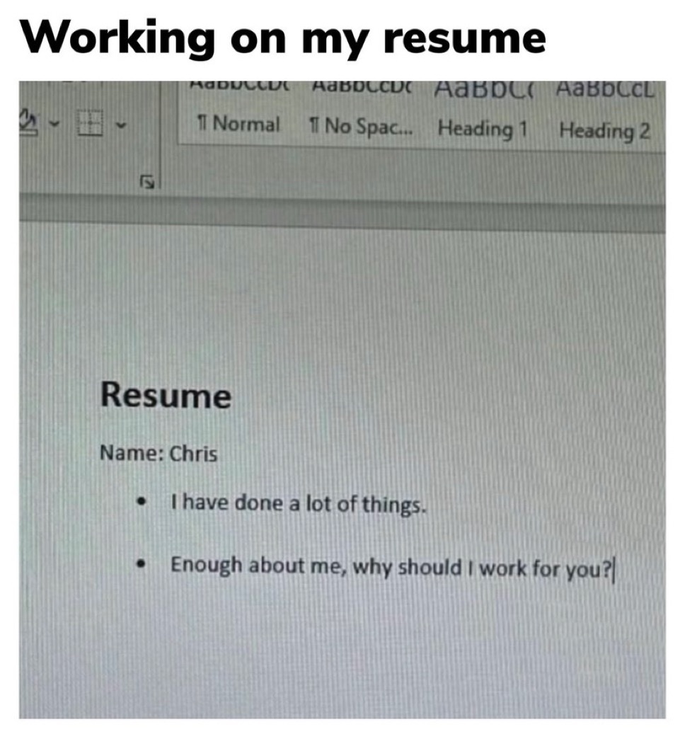 Working on my resume